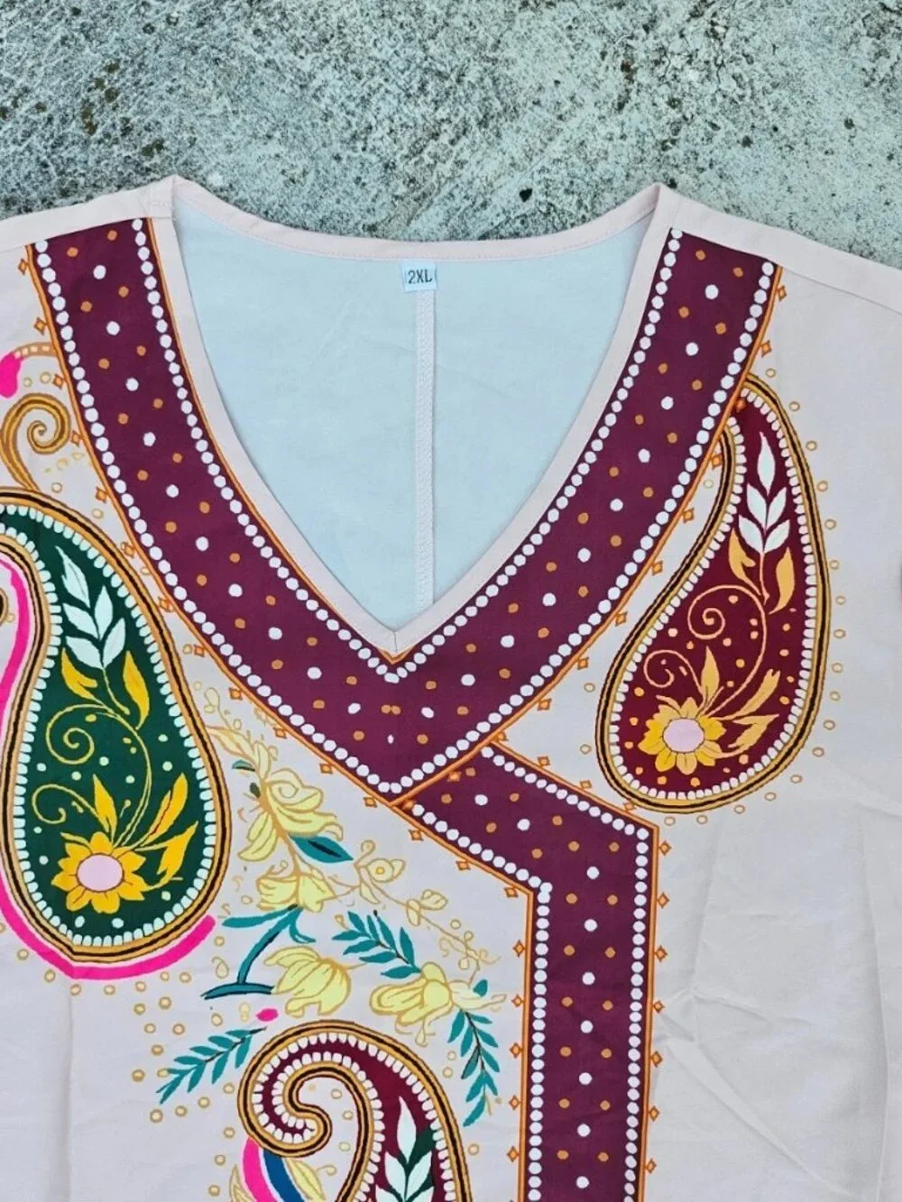 Women Dress Middle Eastern Robe Spring Summer Fashion Ethnic Print Size Plus 2XL - Picture 8 of 12